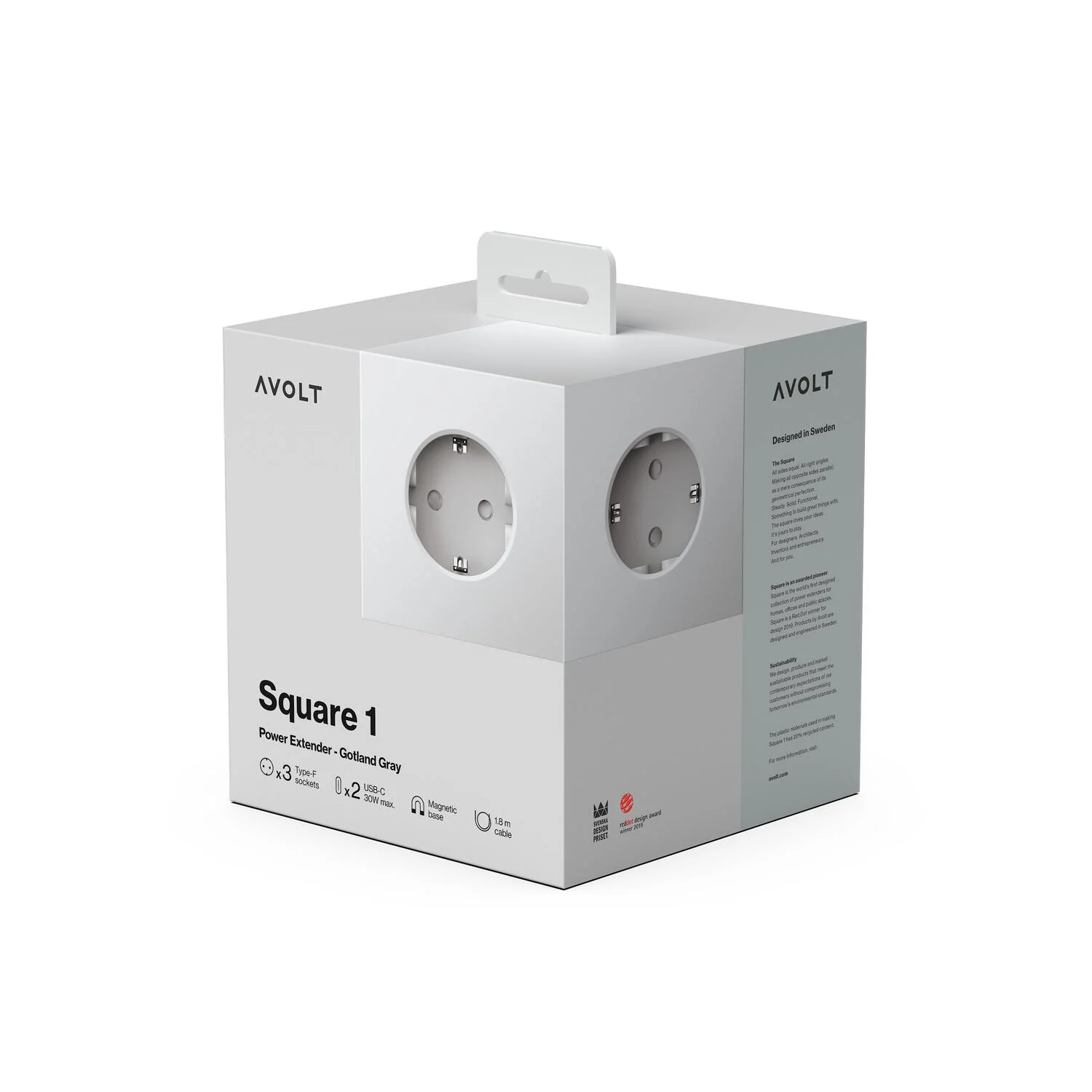 Square 1, USB-C & magnetisk stikdåse - Gotland Grey - Image 4