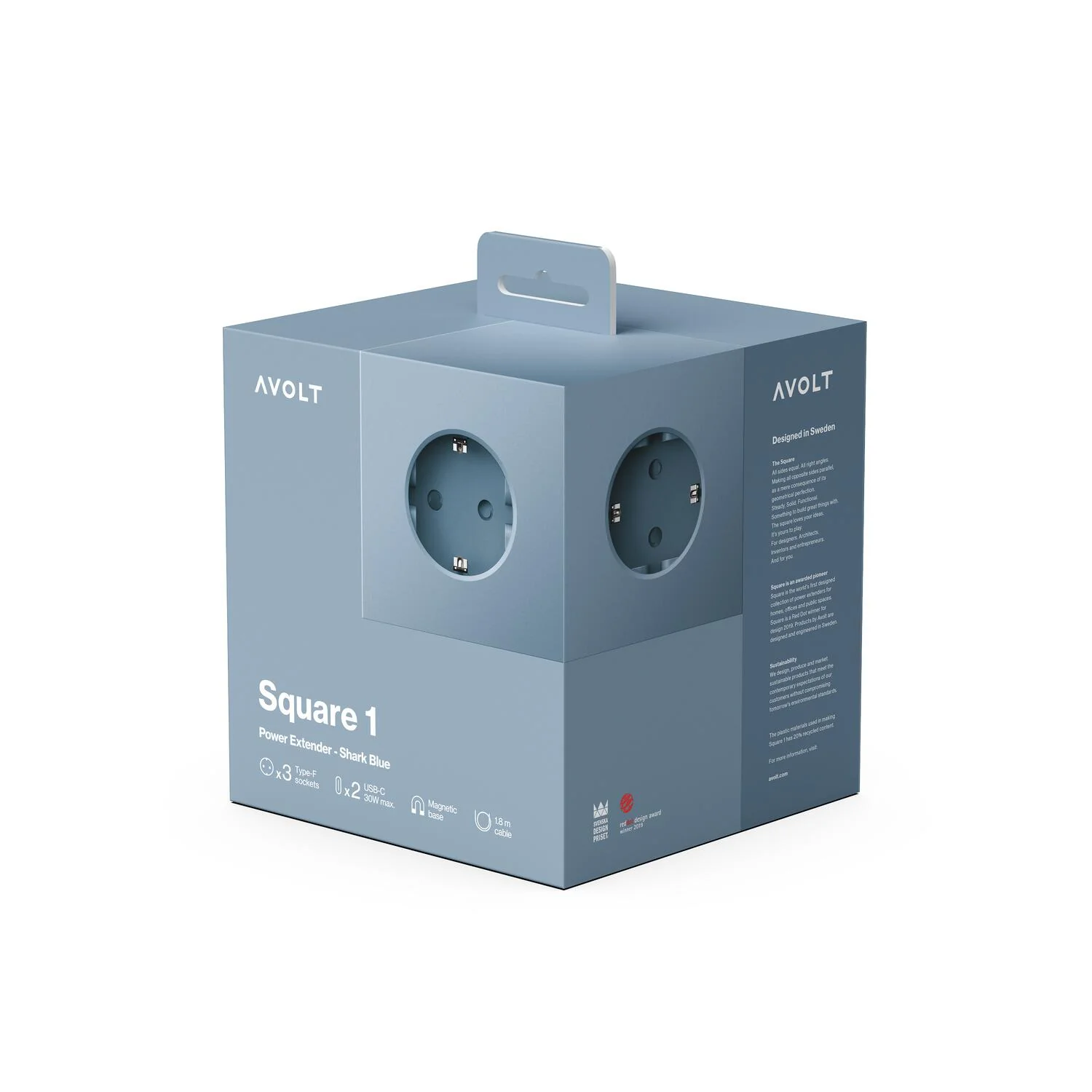 Square 1, USB-C & magnetisk stikdåse - Shark Blue - Image 7