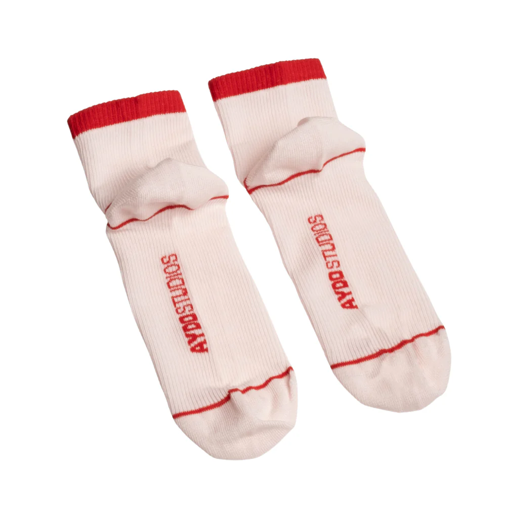 Nice strømper - Barley Pink/High Red - Image 4