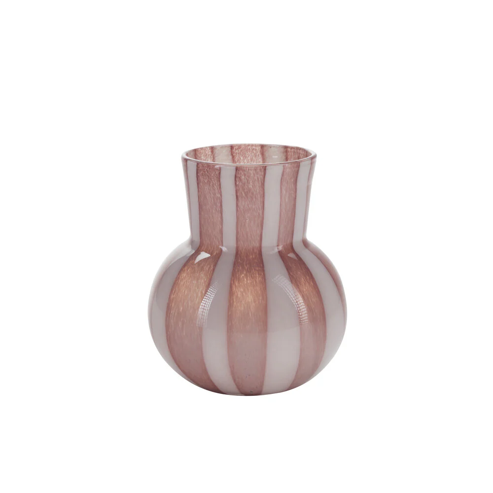 Candy Glass vase, Old Rose/White - H20 cm.