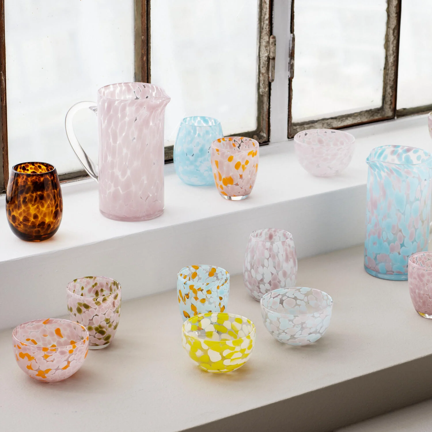Dots vandglas, rosa/grøn - H10 cm. - Image 2