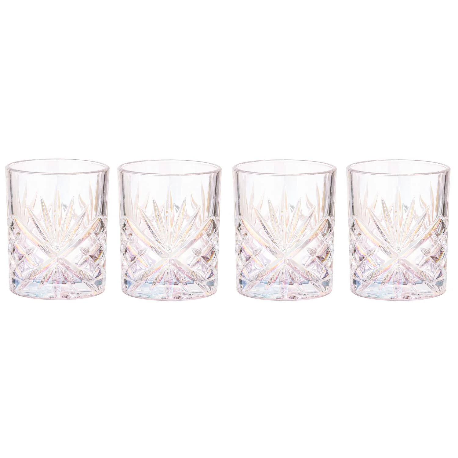 Drikkeglas, 4 stk - Klar rainbow effekt
