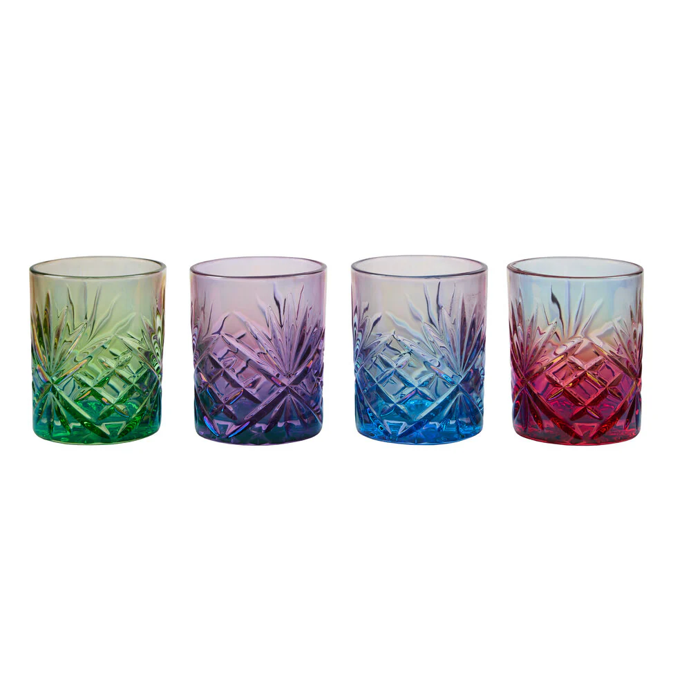 Drikkeglas, 4 stk - rainbow effekt