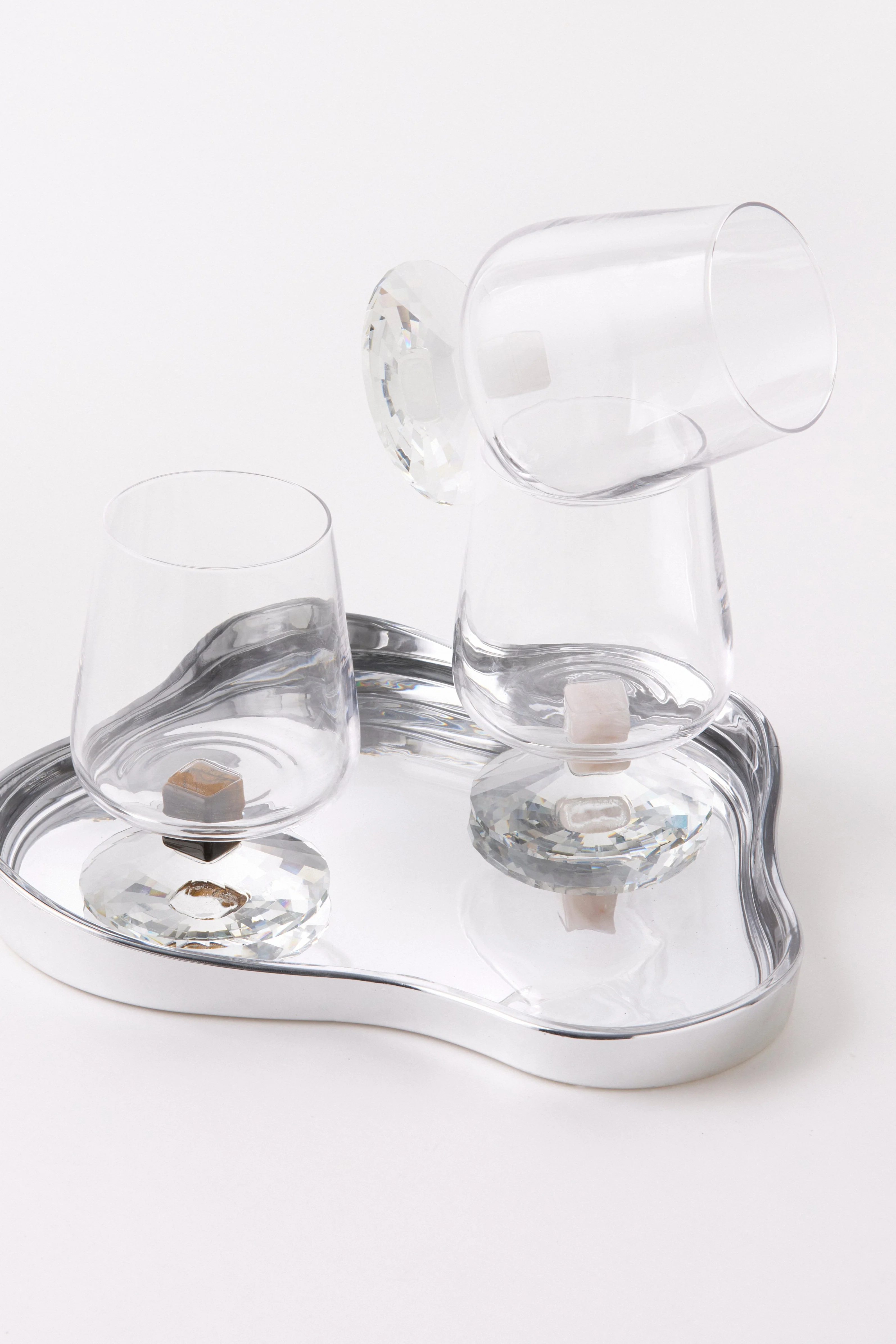 Drikkeglas m. crystal fod, brun/klar - 450 ml - Image 2