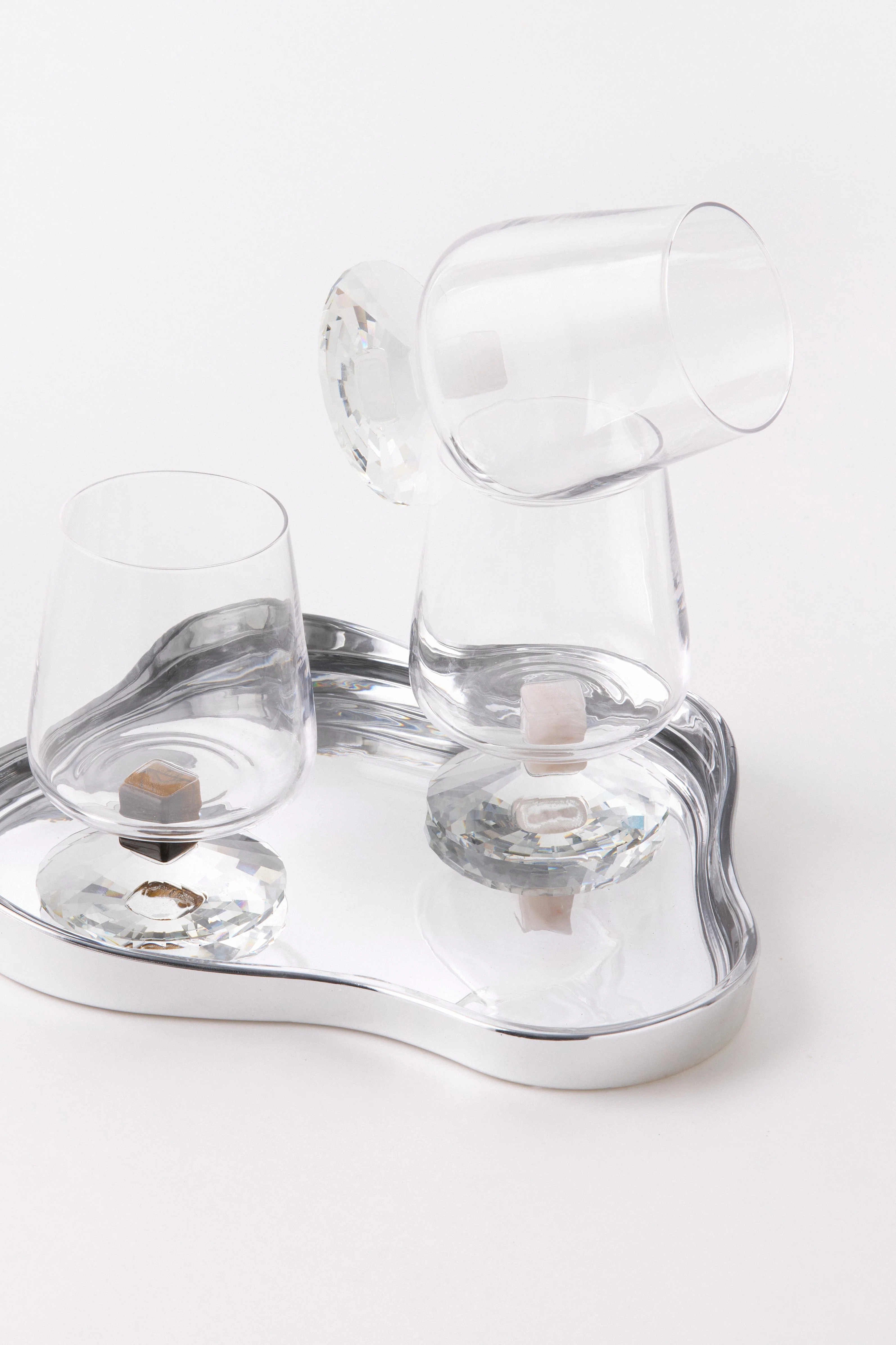 Drikkeglas m. crystal fod, rosa/klar - 450 ml - Image 2
