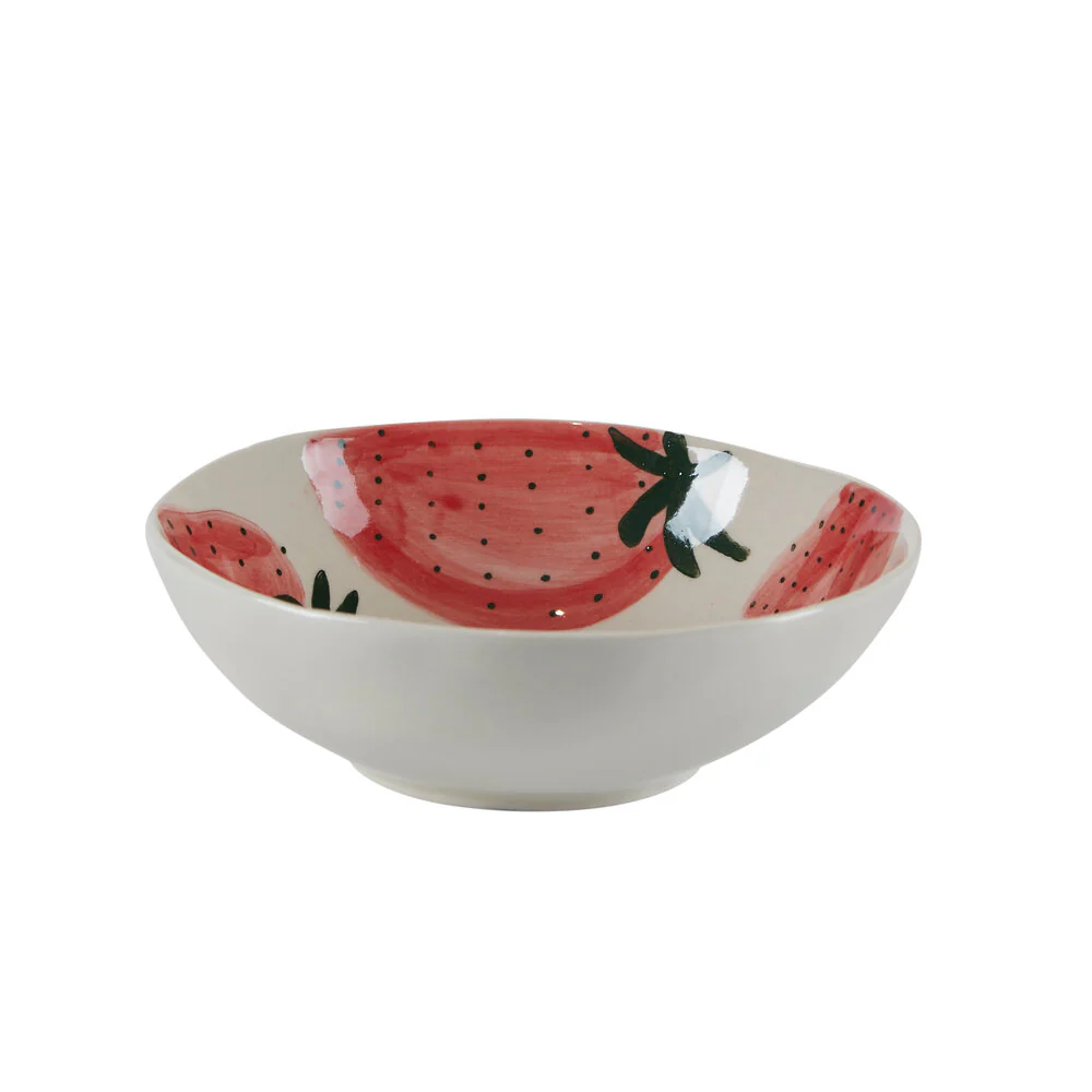 Fruit jordbær skål, hvid/rød - Ø13 cm