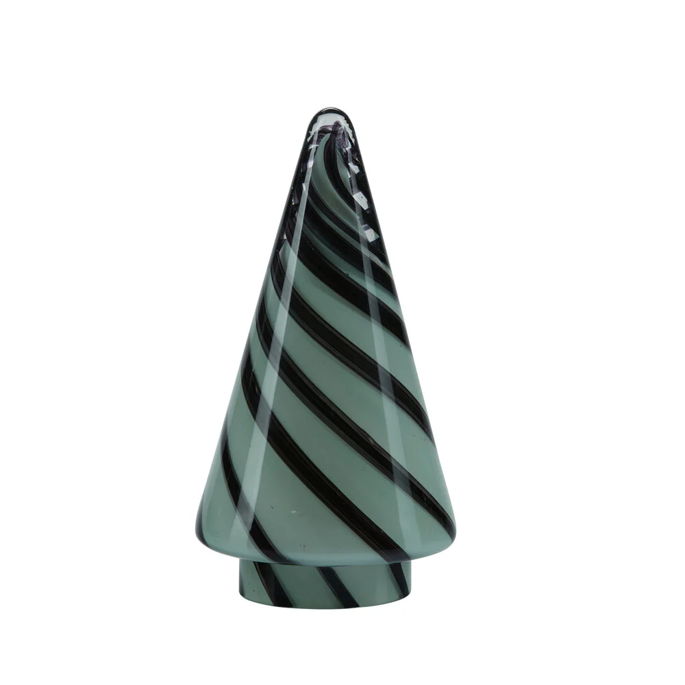 Juletræ med striber, grøn - H 20 cm.