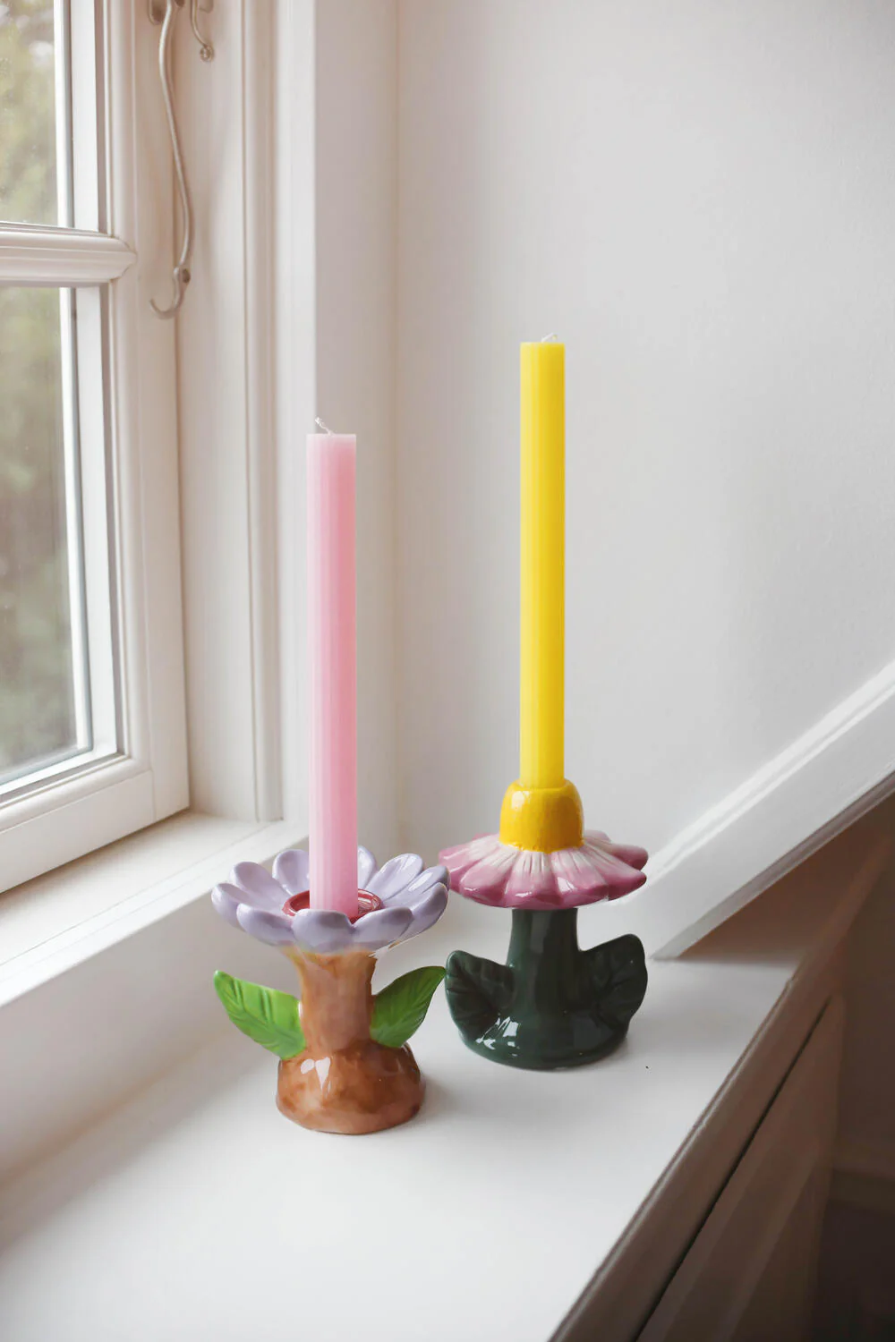 Lysestage blomst, grøn/hvid/gul - H14,5 cm - Image 2