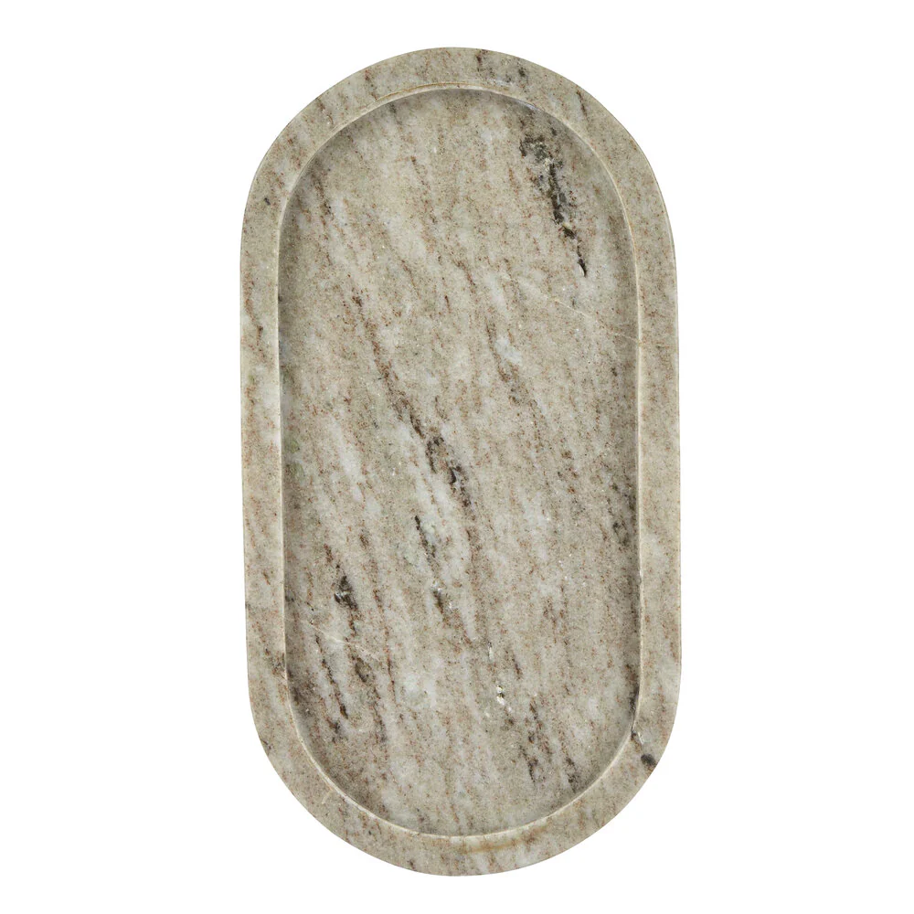 Oval marmor bakke - beige