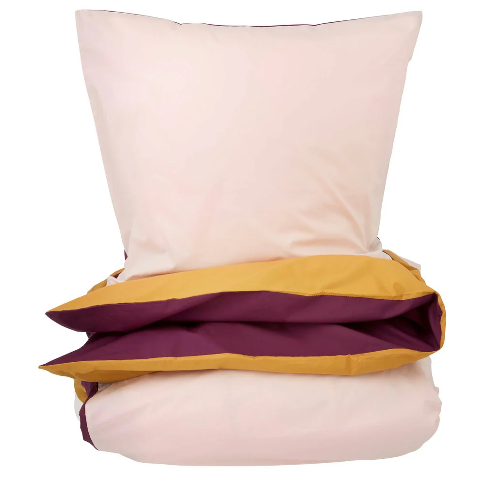 Percale Patchwork sengesæt - rosa/vin/gul