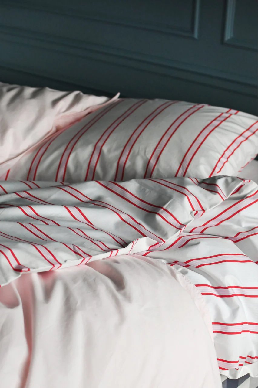 Pin Stripe Double sengesæt - rød/rosa - Image 2