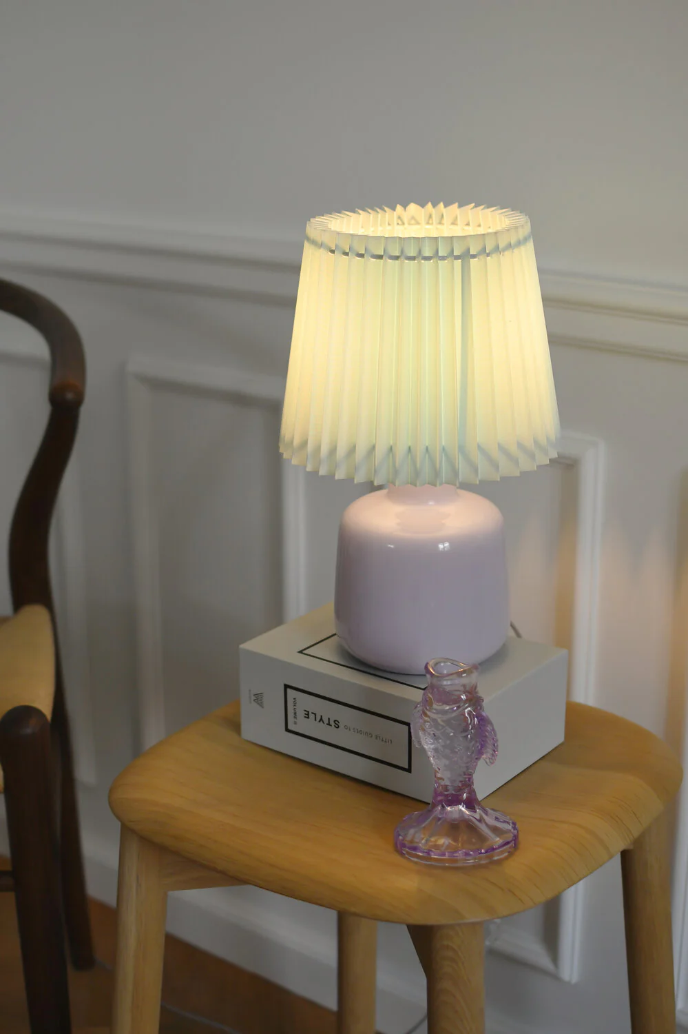 Plisse bordlampe, lilla/blå - H29,5 cm - Image 2