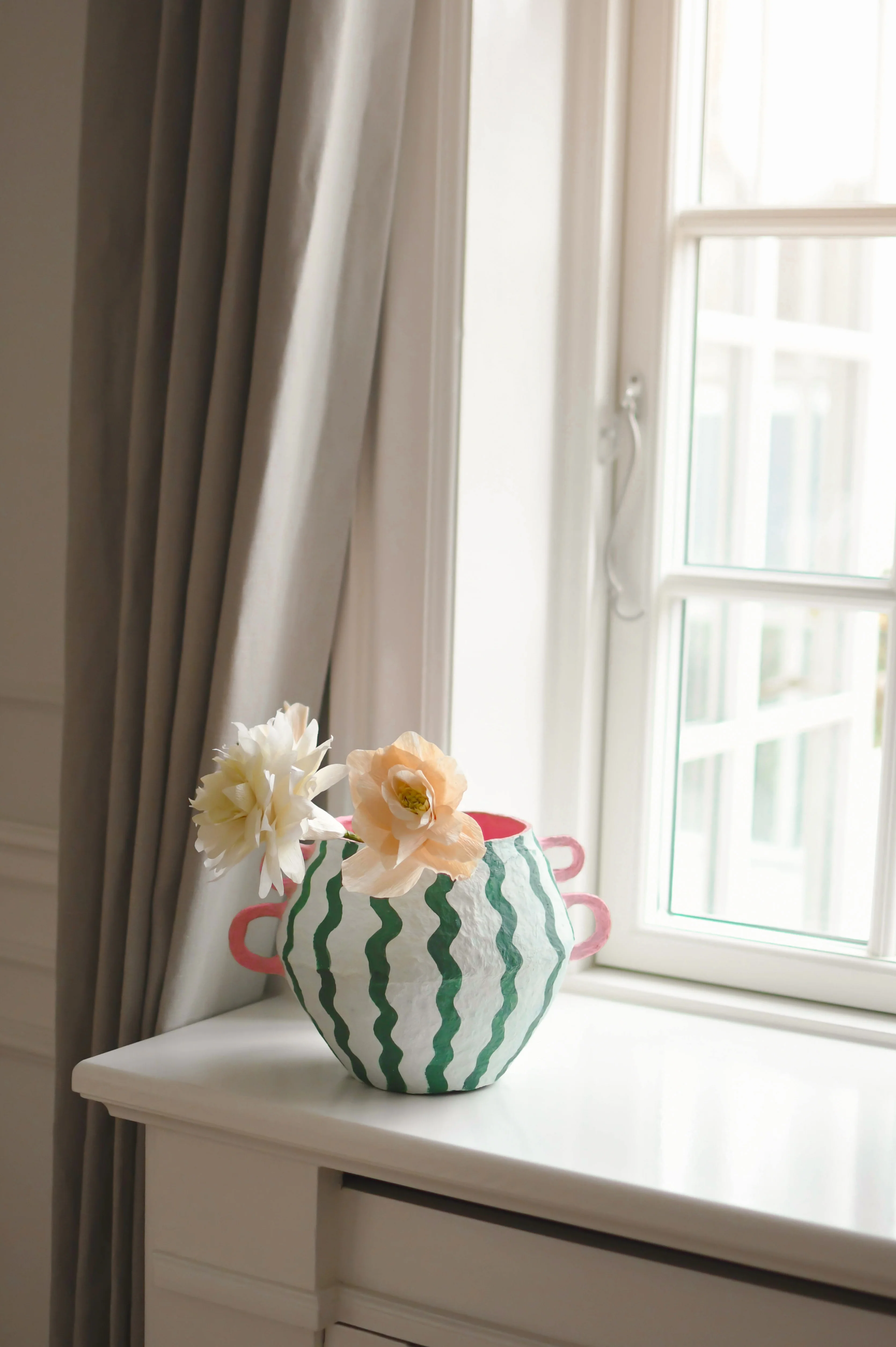 Stribet vase, grøn zig zag - H27 cm. - Image 2