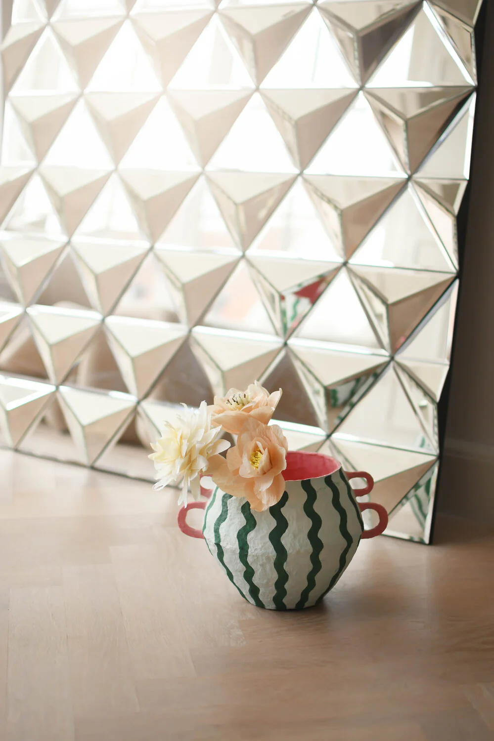 Stribet vase, grøn zig zag - H27 cm. - Image 4