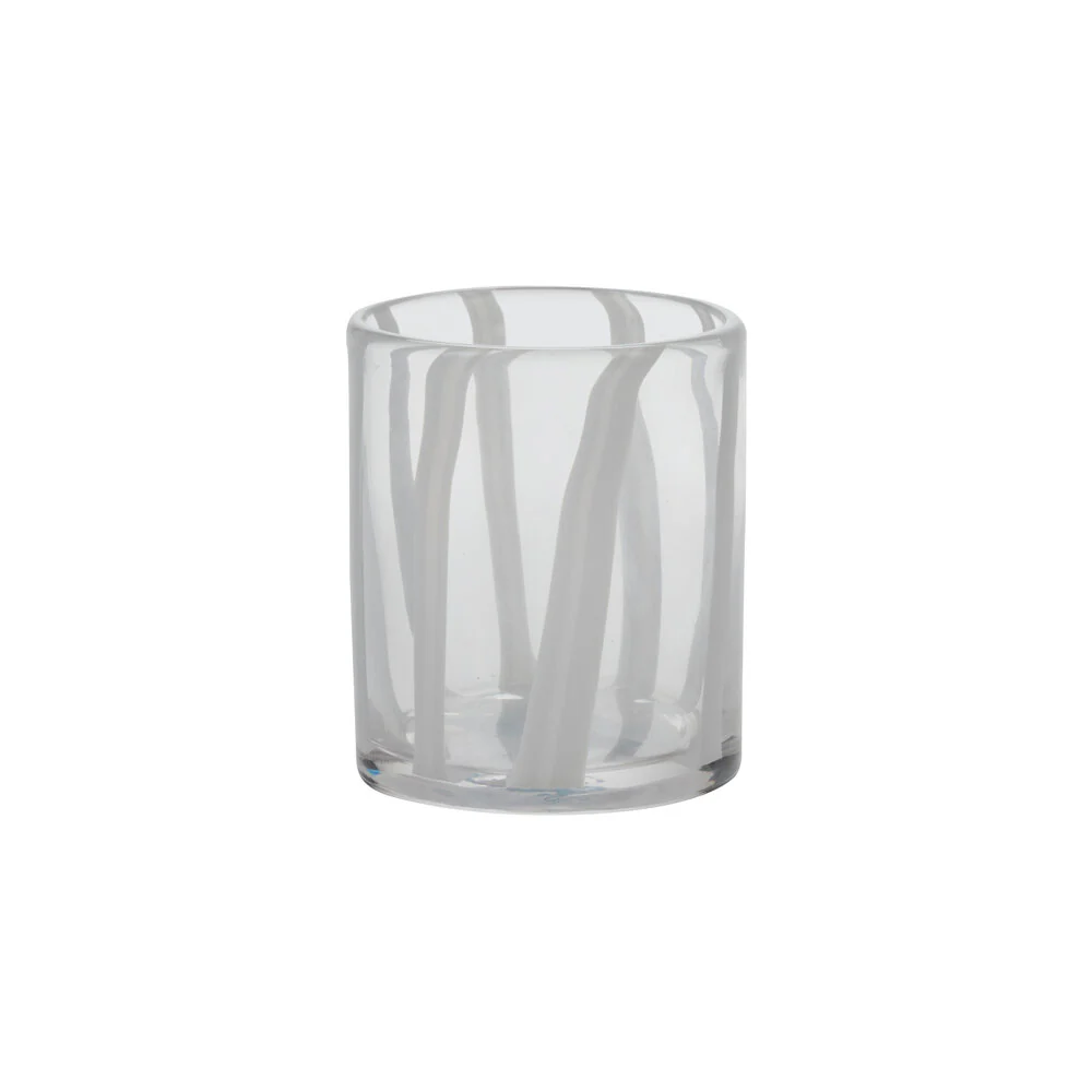 Tumbler glas med striber - hvid