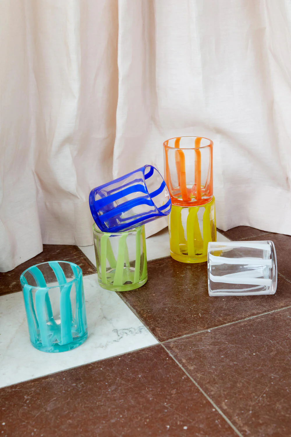 Tumbler glas med striber - turkis - Image 3