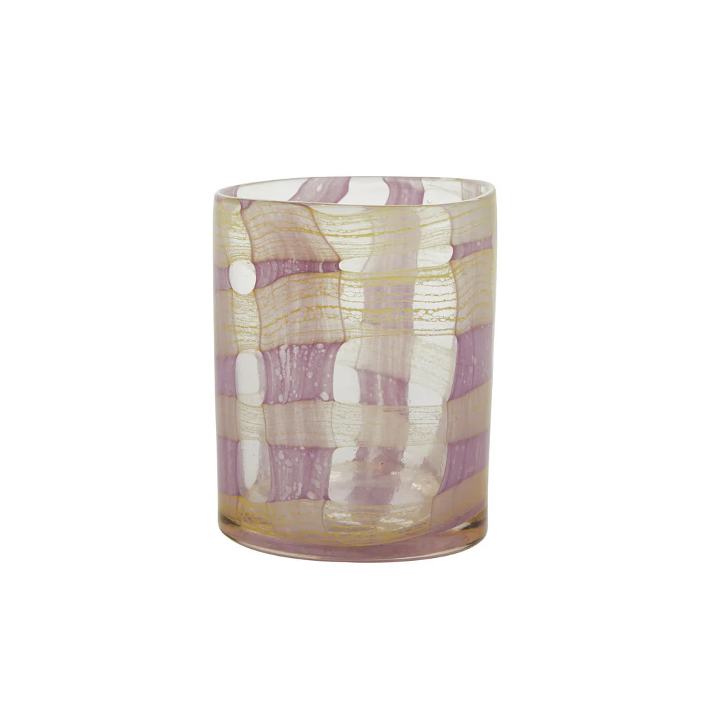 Unik ternet drikkeglas, gul/pink - H11 cm