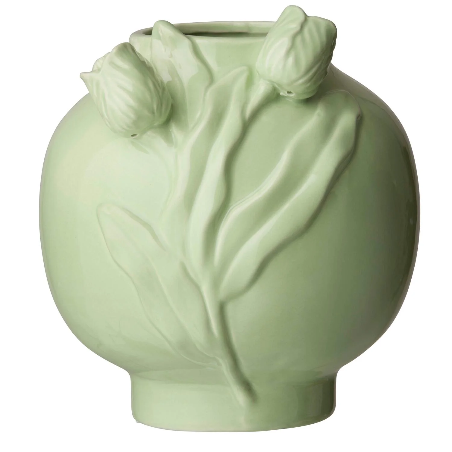 Vase med blomster dekoration, grøn - H19cm