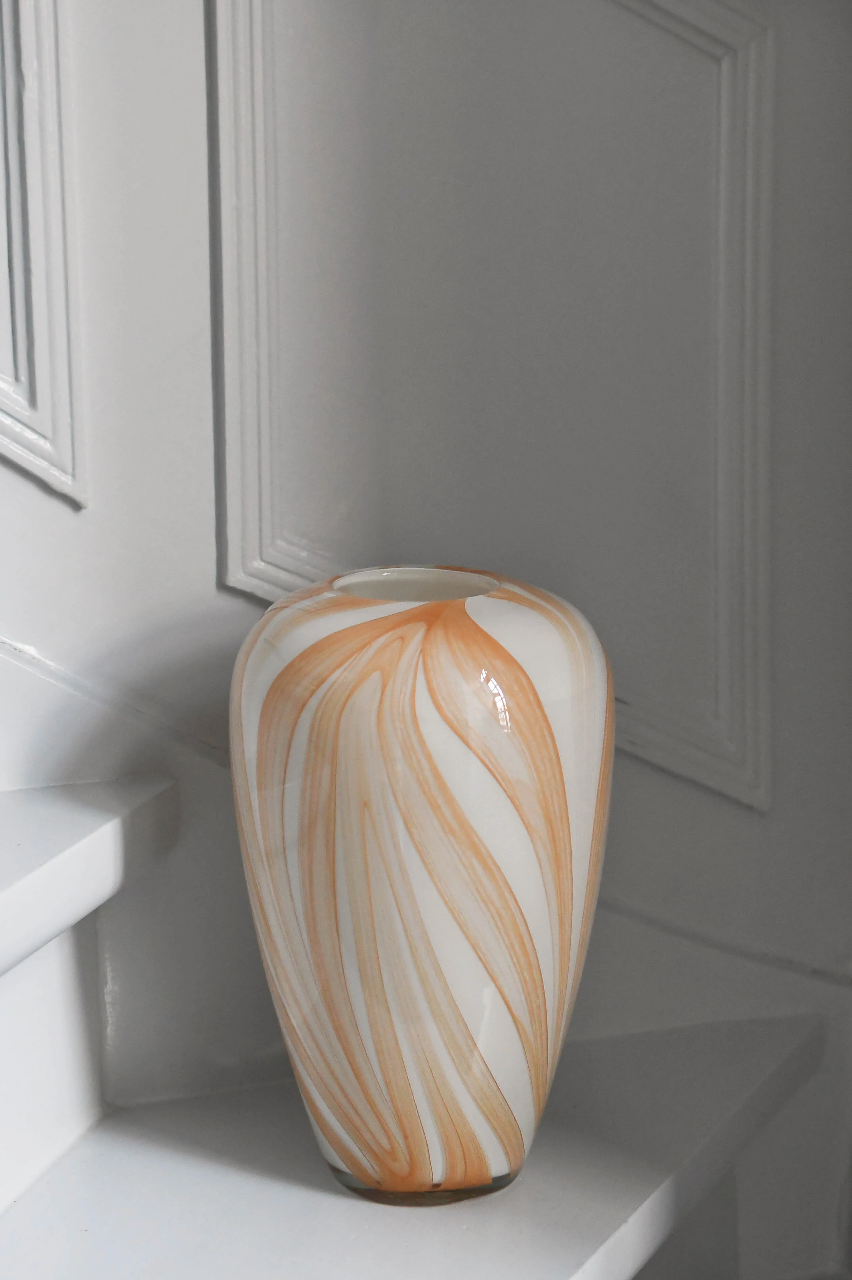 Vase med brede striber, amber/hvid - H32,5 cm. - Image 4