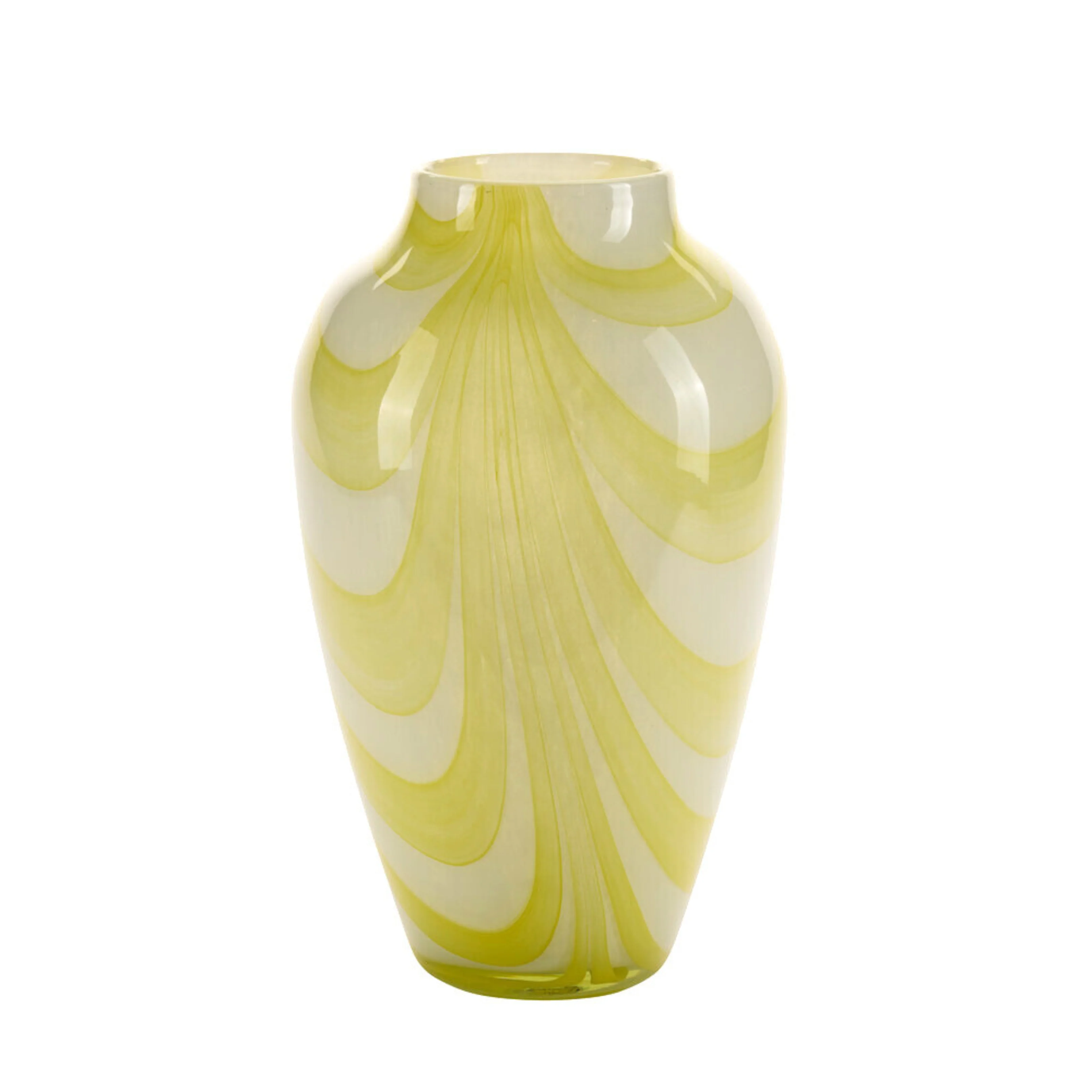 Vase med brede swirl striber, gul - H35 cm.