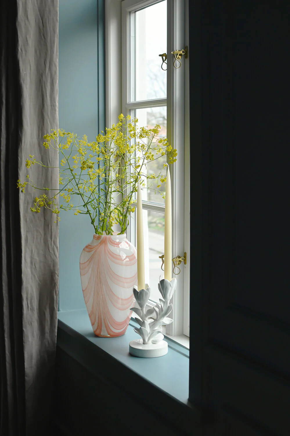 Vase med brede swirl striber, koral - H35 cm. - Image 3