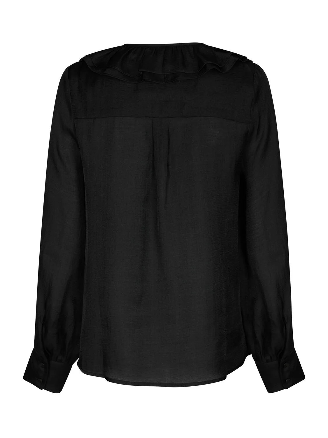 Matarina Chiffon Ruffle bluse - sort - Image 2