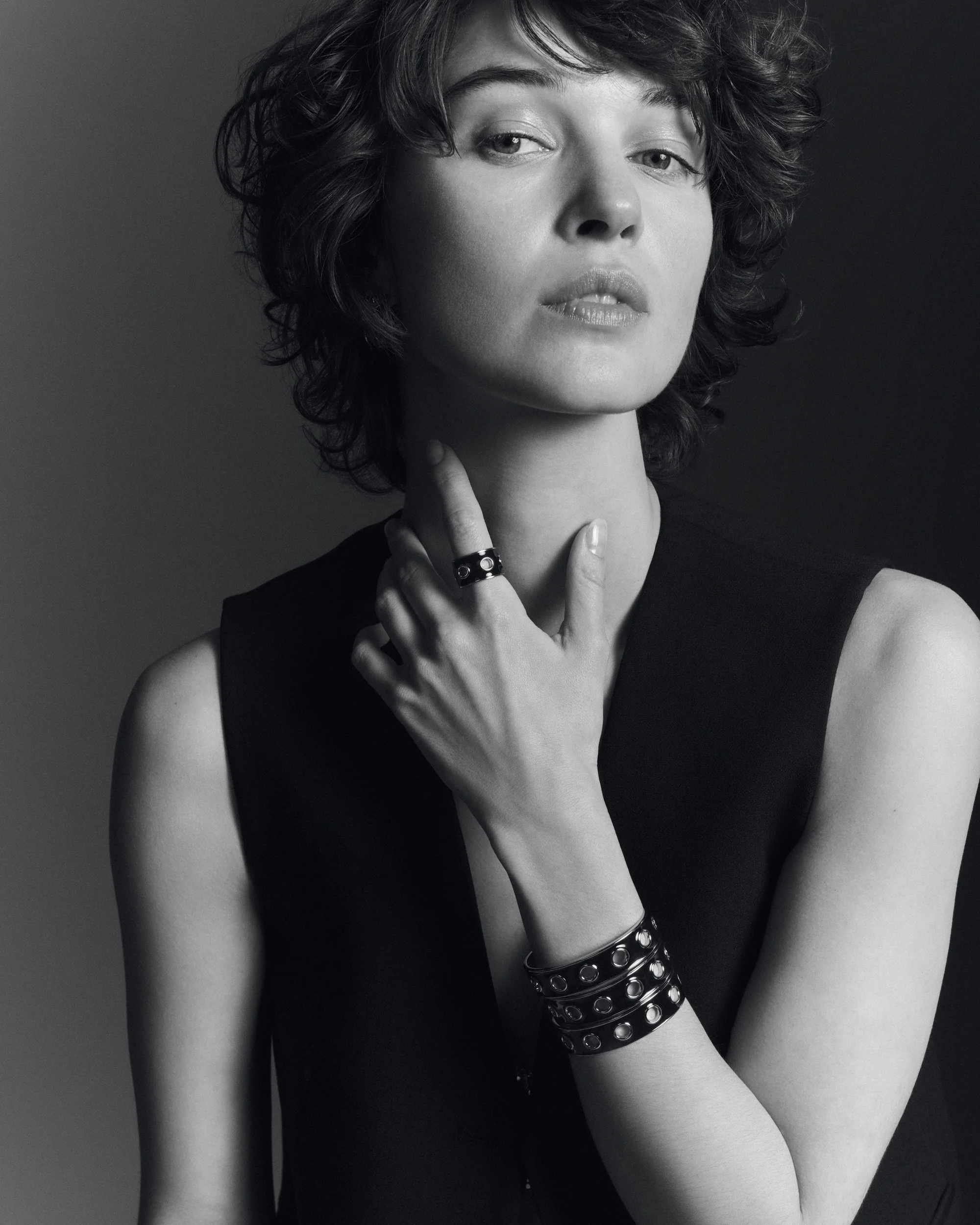 Eyelet armbånd - Rhodium/Black - Image 2