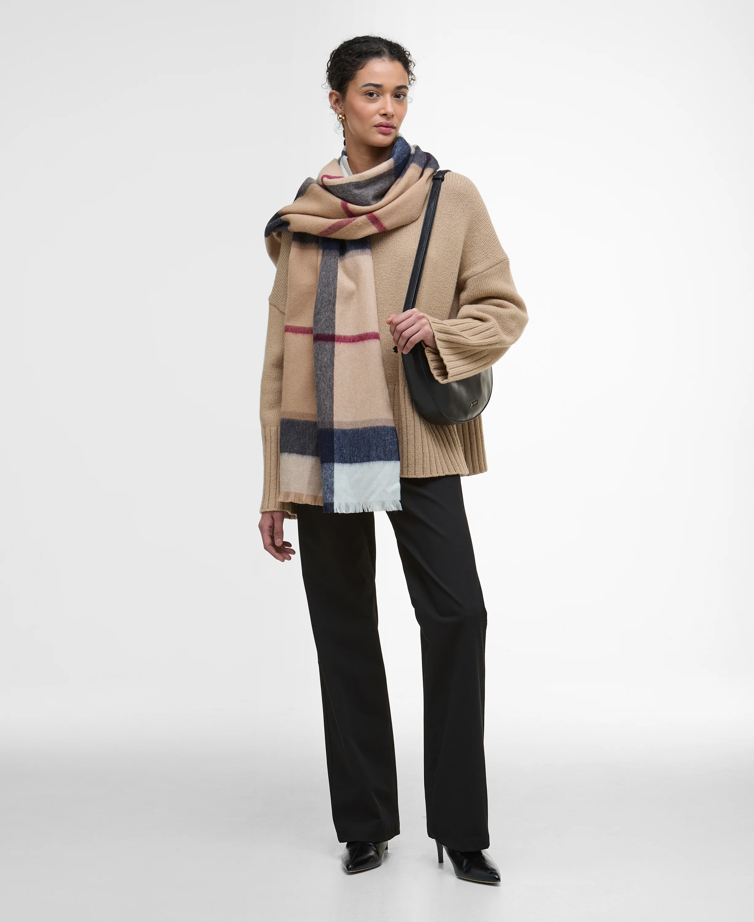 Rosefield Tartan uld halstørklæde - brun - Image 3