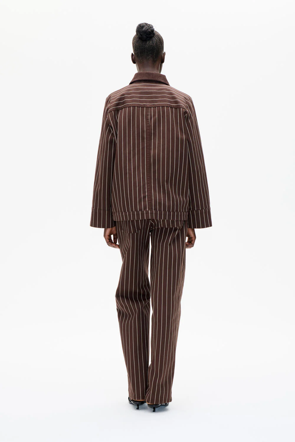 Benilda denimjakke - Creme Brown Pinstripe - Image 4