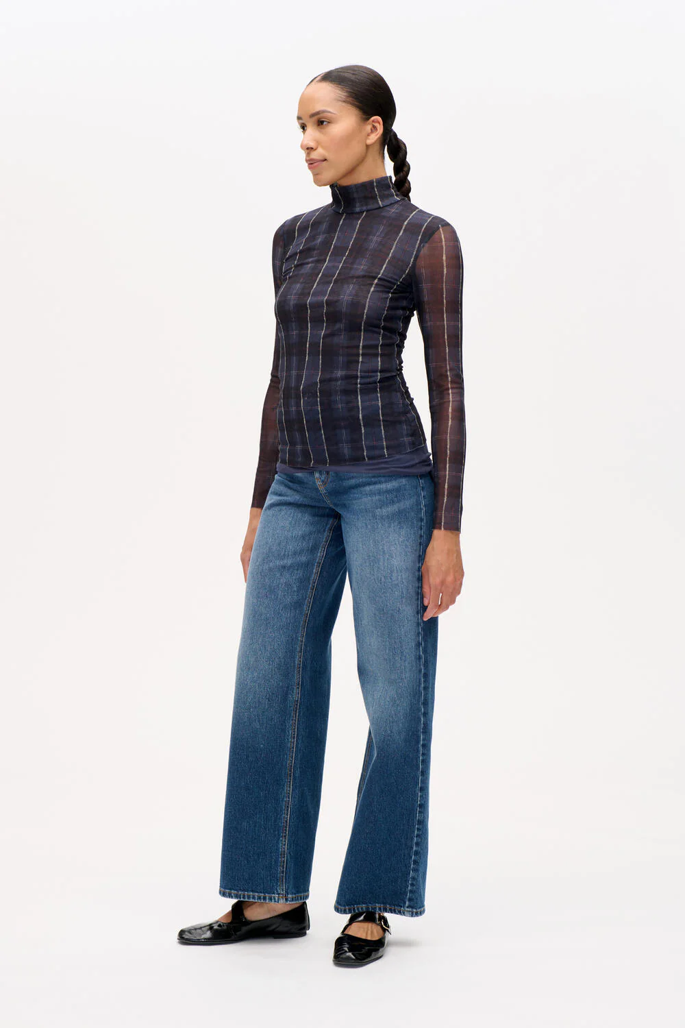 Jodi bluse - Navy Check - Image 3