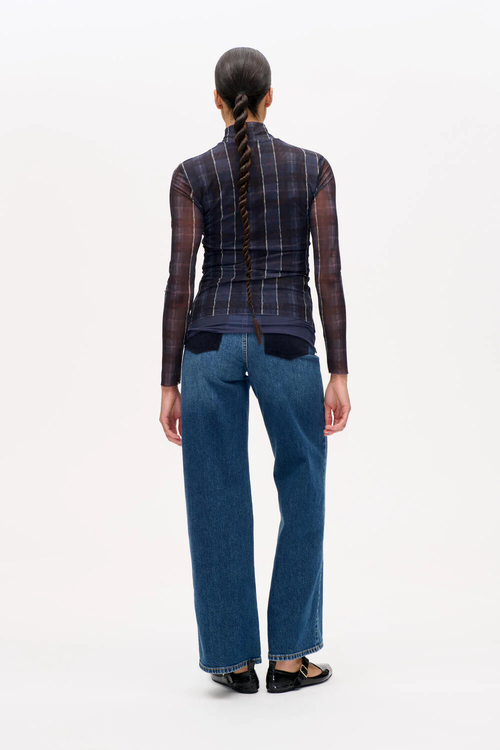 Jodi bluse - Navy Check - Image 4