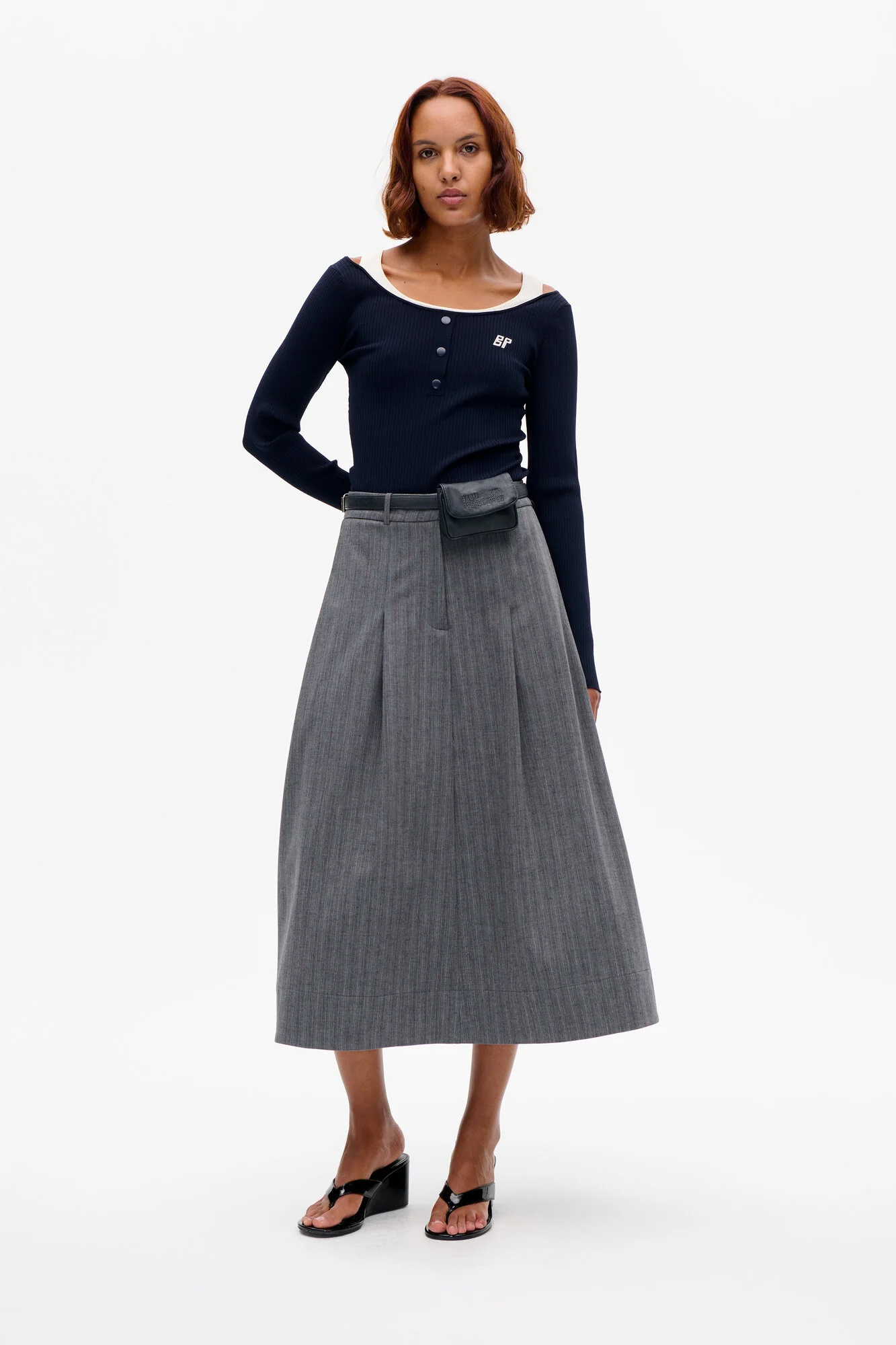 Sabrinna nederdel - Grey Stripes - Image 3