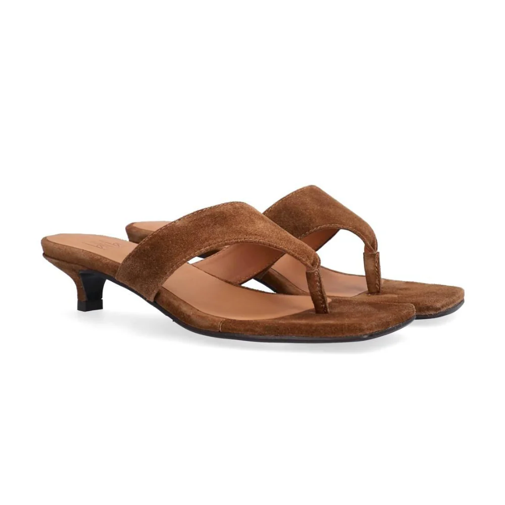 Mule kitten hæl - Tabac babysilk suede 555 - Image 2