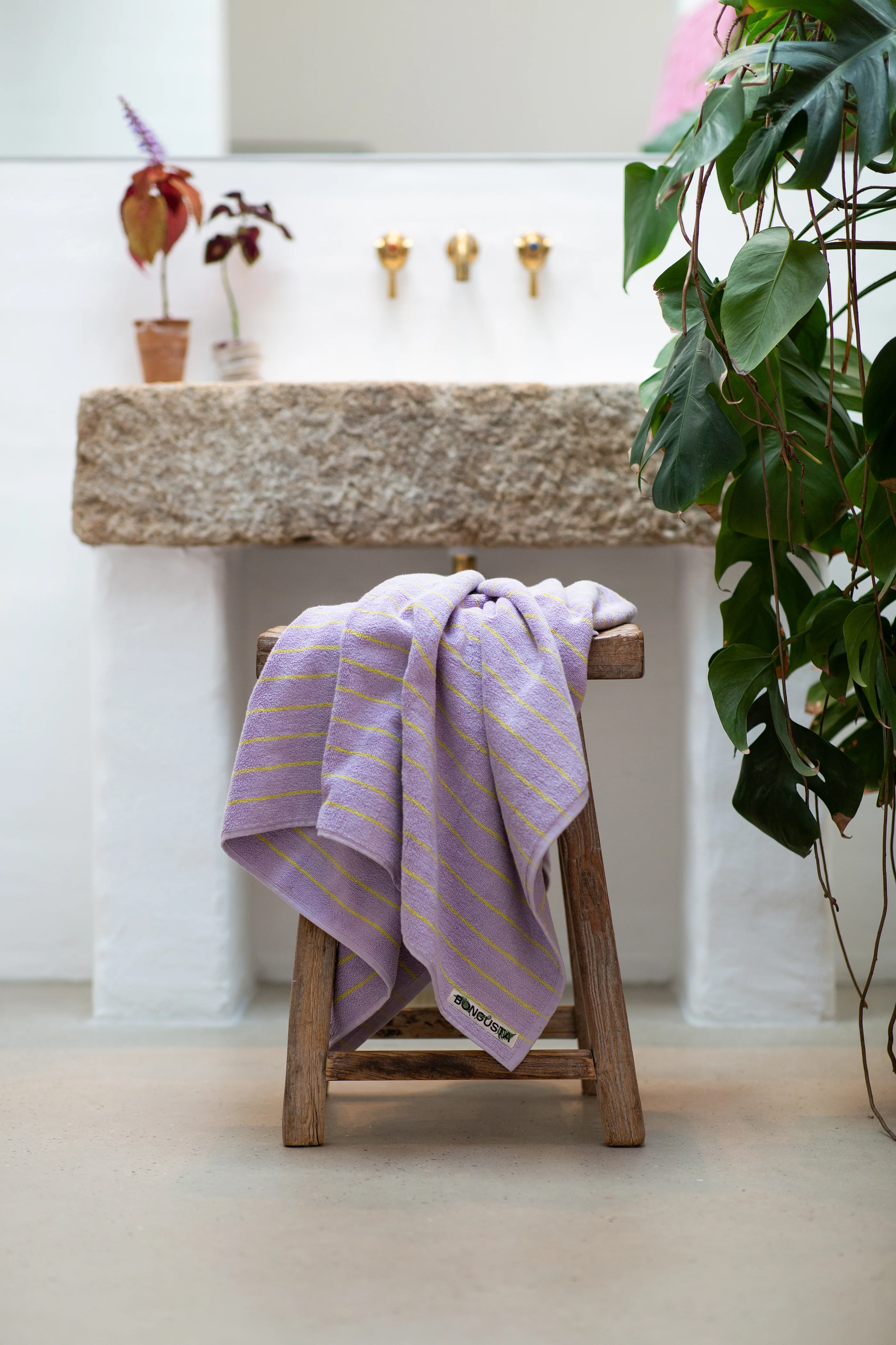 Naram håndklæde - Lilac & Neon Yellow - Image 2