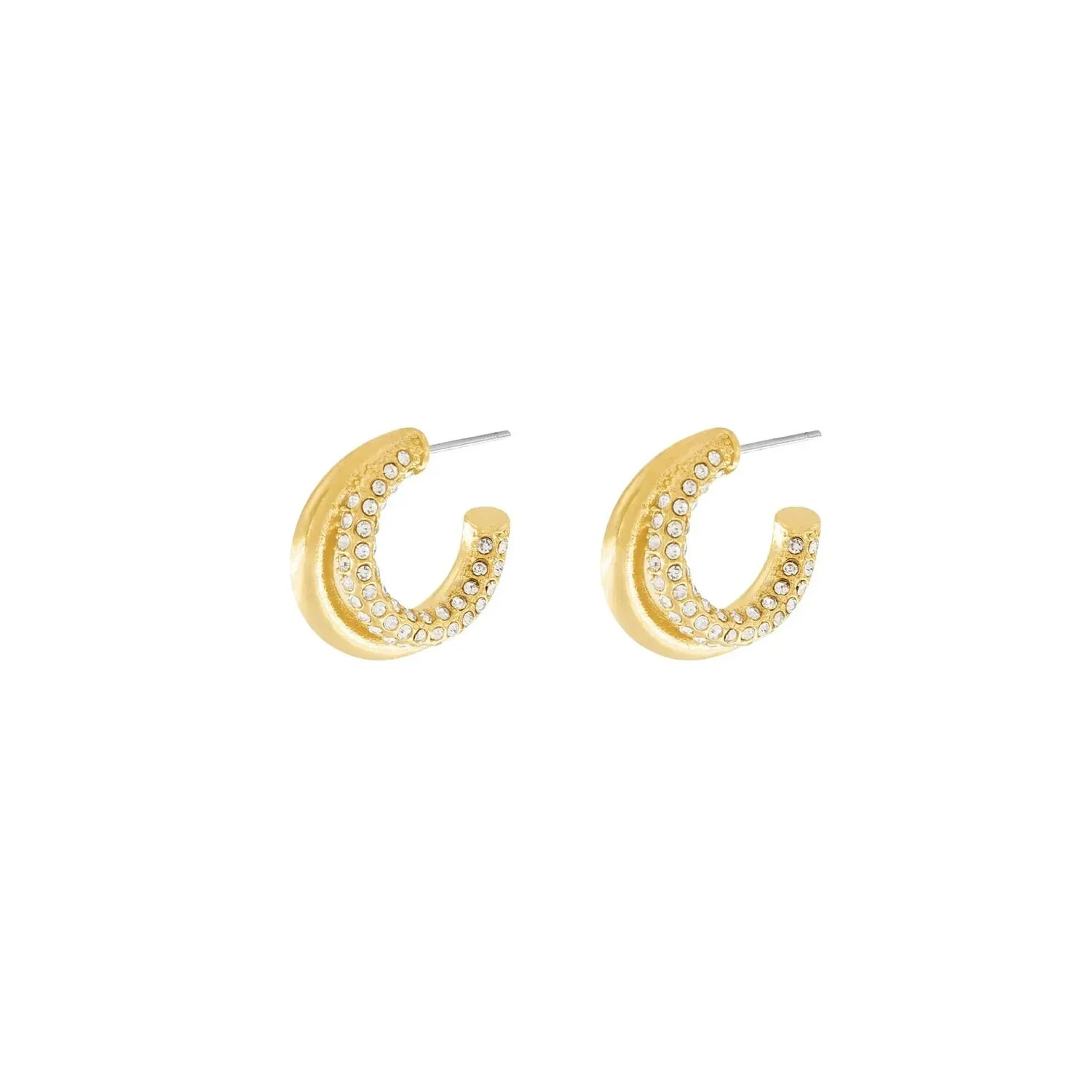 Clear CZ Double hoops - forgyldt