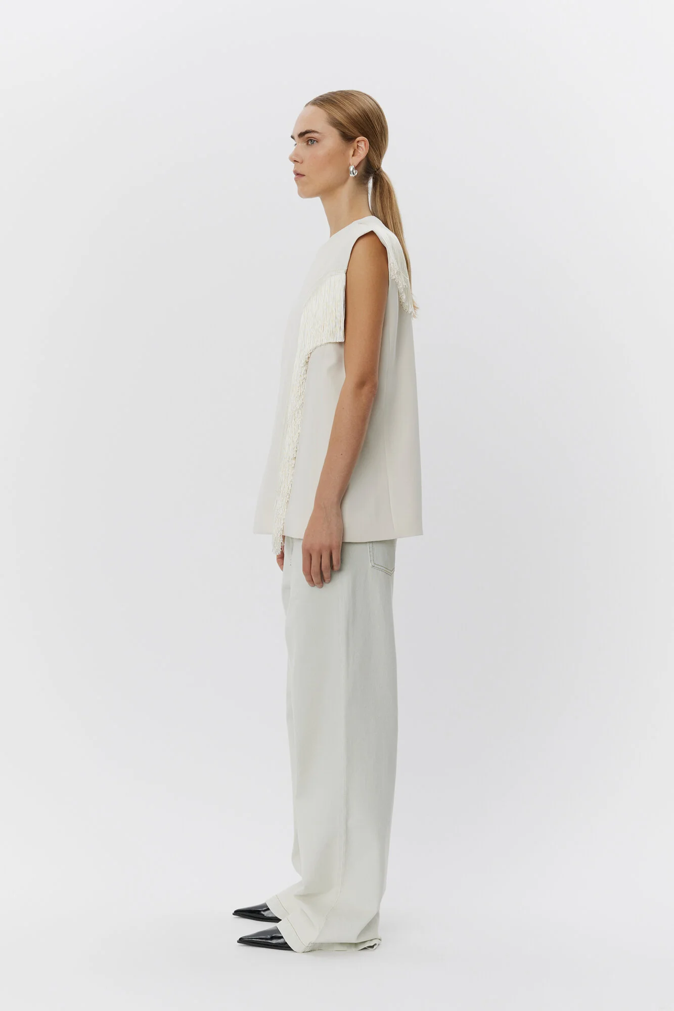 Levy Classic Gabardine vest - Ivory Shade - Image 5