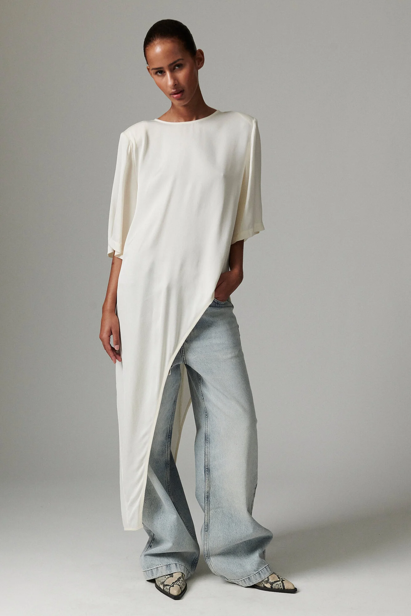 Lolly Matte Crepe t-shirt - Jet Stream