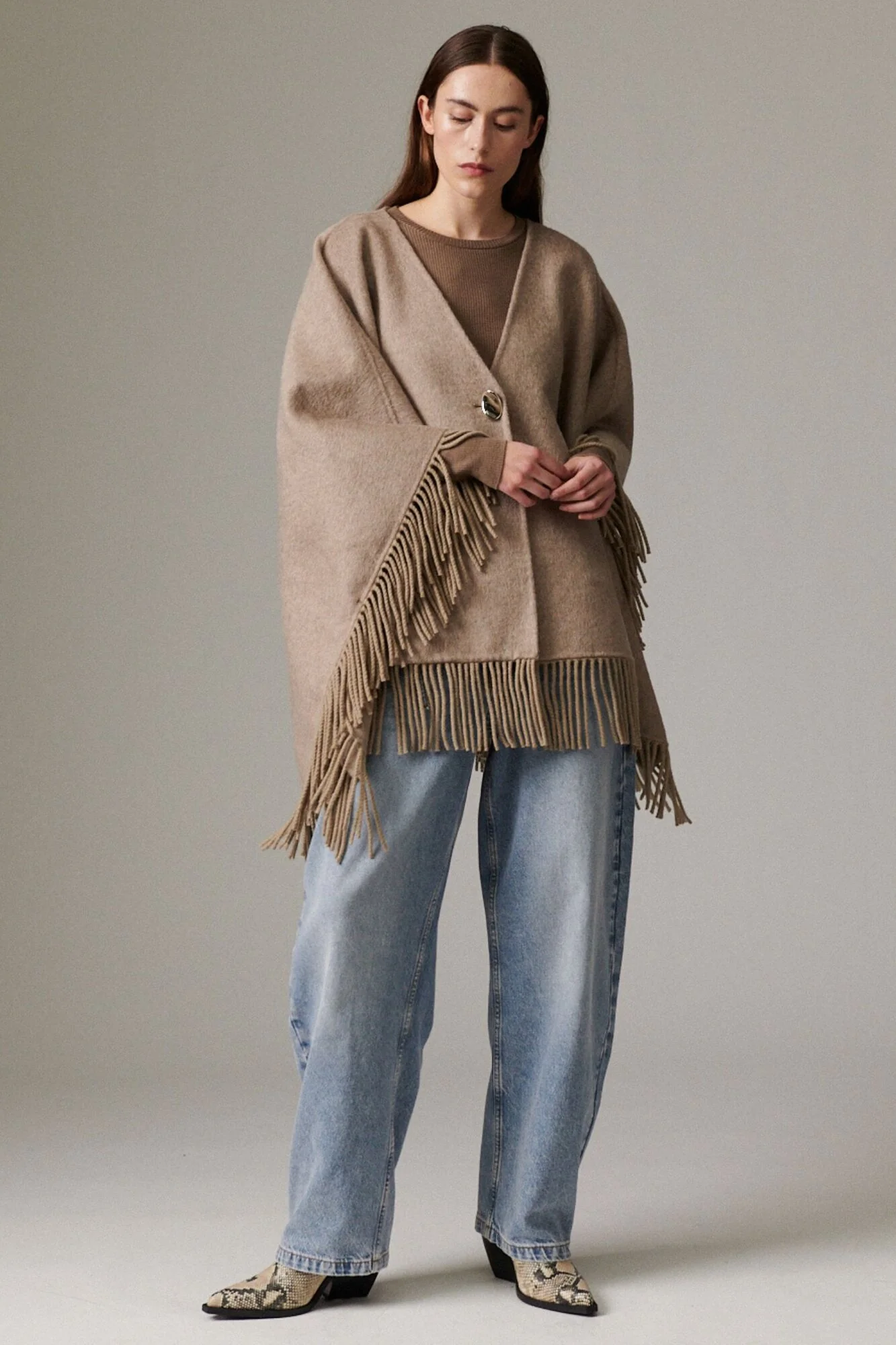 Sybil poncho - Beige Melange - Image 4