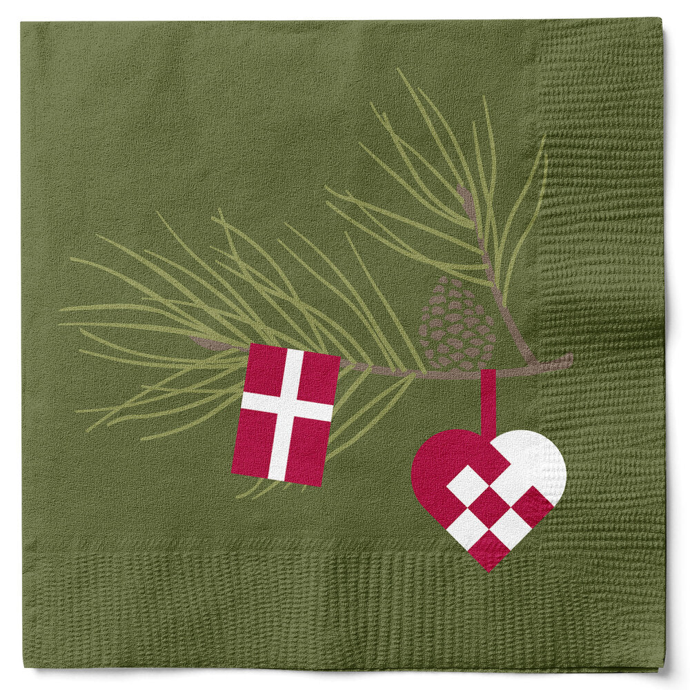 Dansk Jul servietter, 20 stk. - grøn