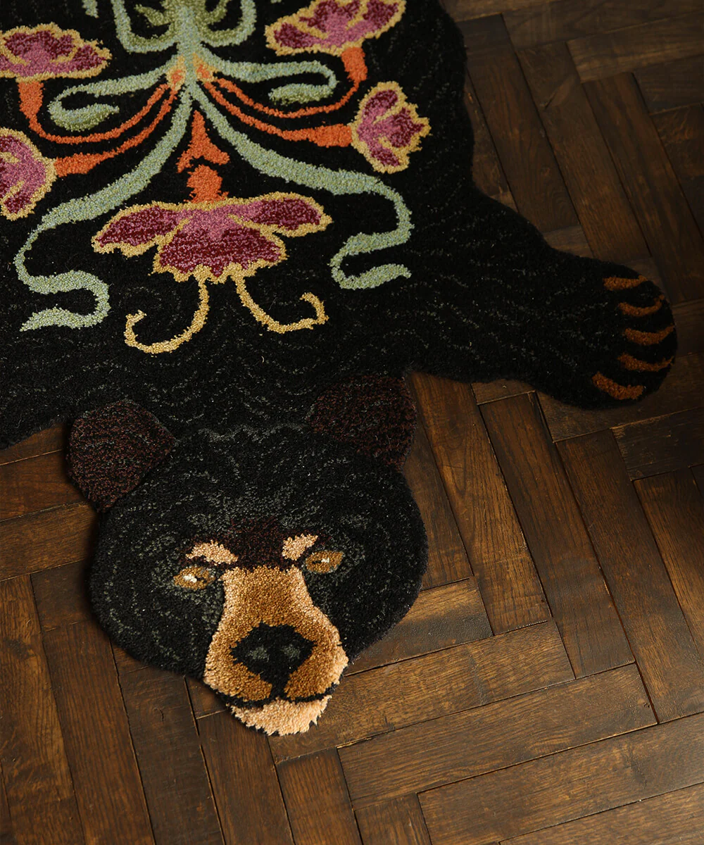 Blooming Bear gulvtæppe, Large - Black - Image 2