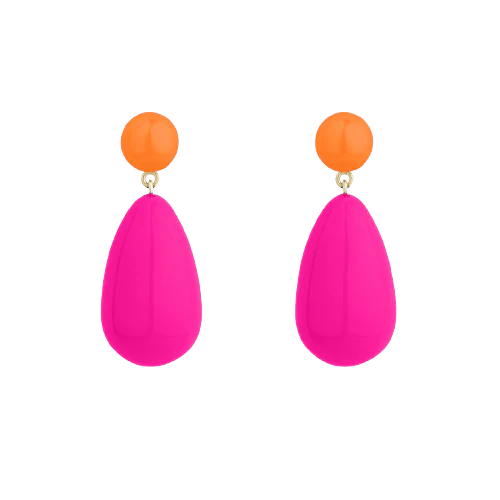 Drop øreringe - Neon Pink/Orange