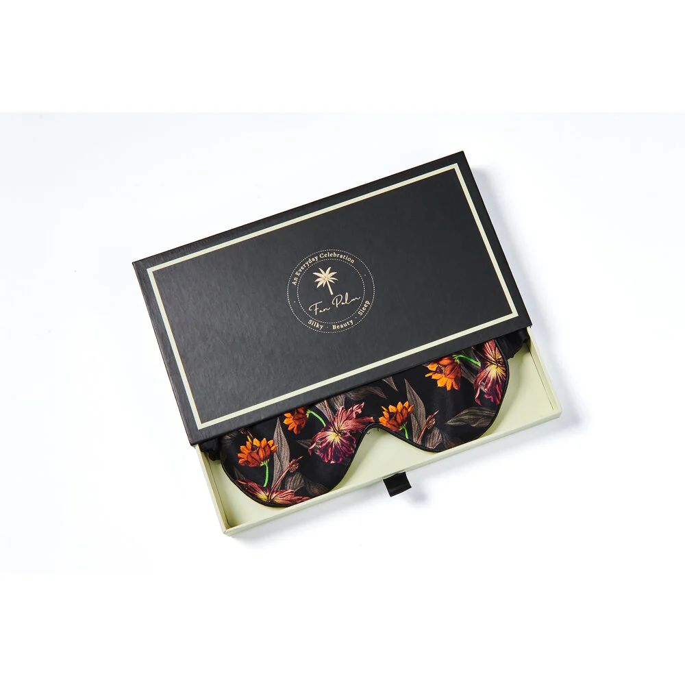 Silke sovemaske - Black Hibiscus - Image 3