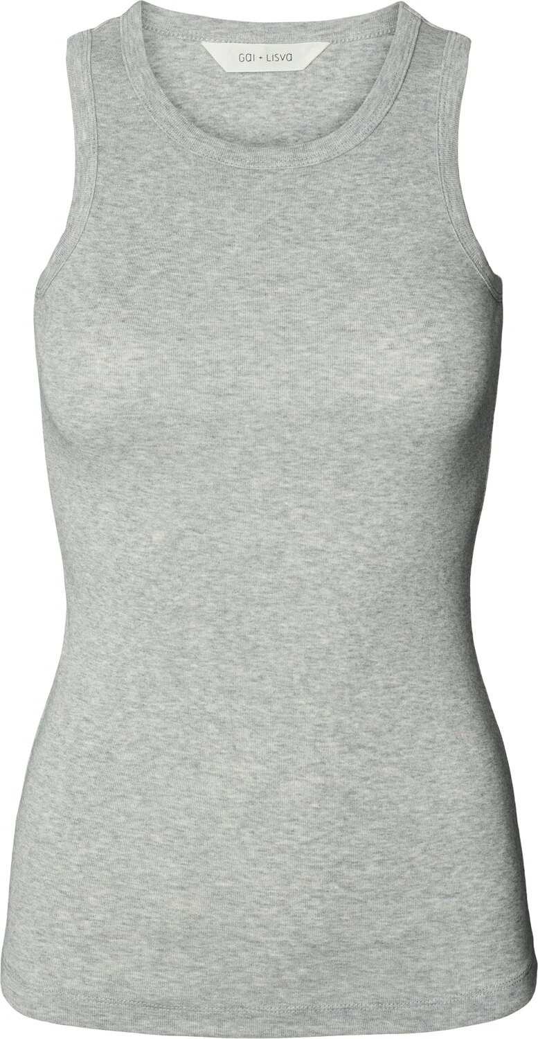 Alberte ribbet tanktop - Light Grey Melange - Image 2