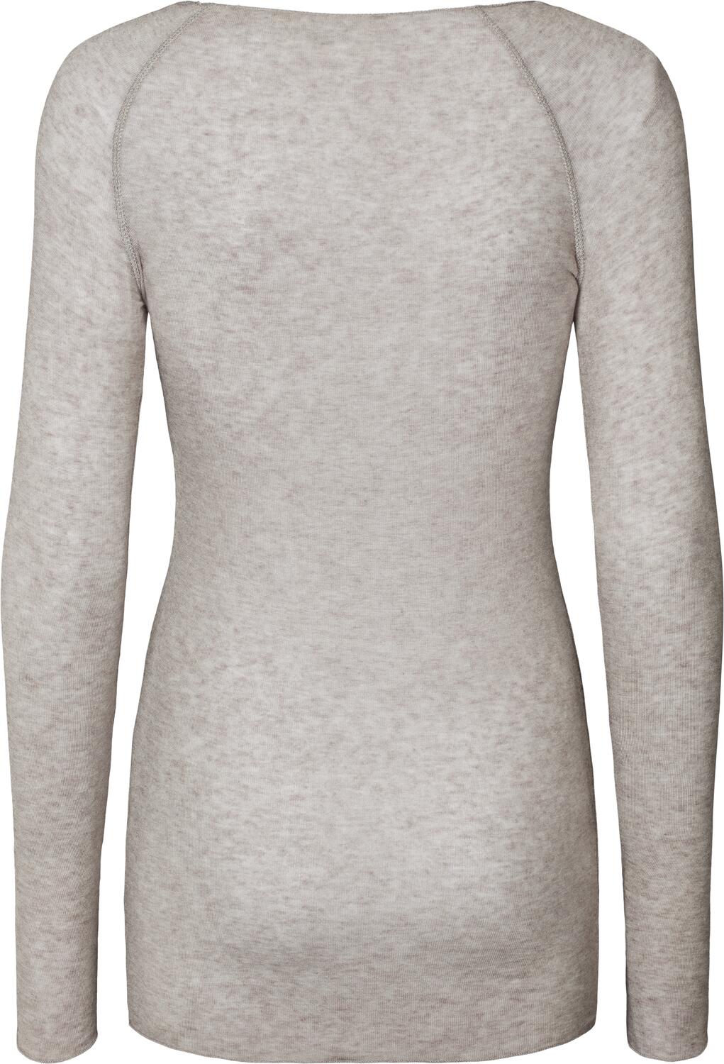 Amalie Wool langærmet t-shirt - Light Grey Melange - Image 5