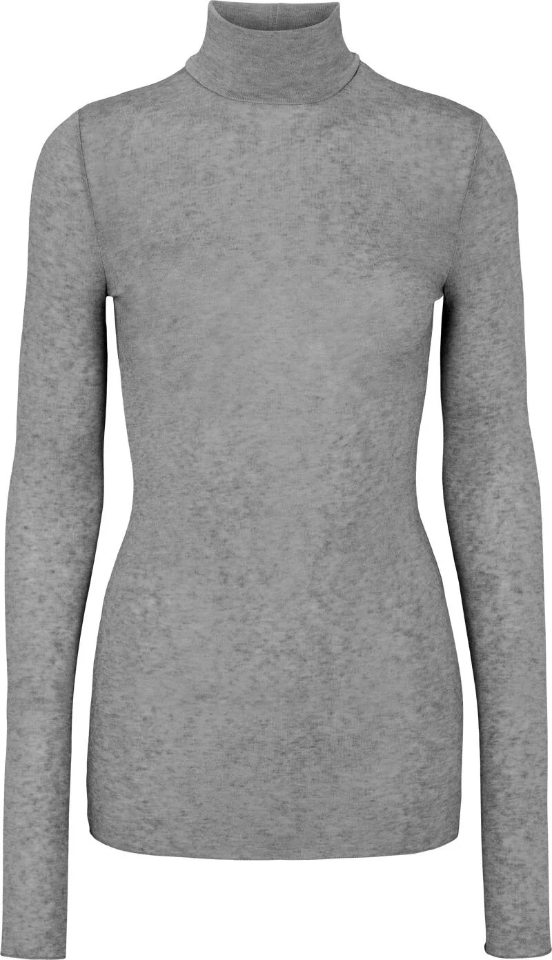 Anna Wool Turtleneck langærmet t-shirt - Light Grey Melange - Image 2