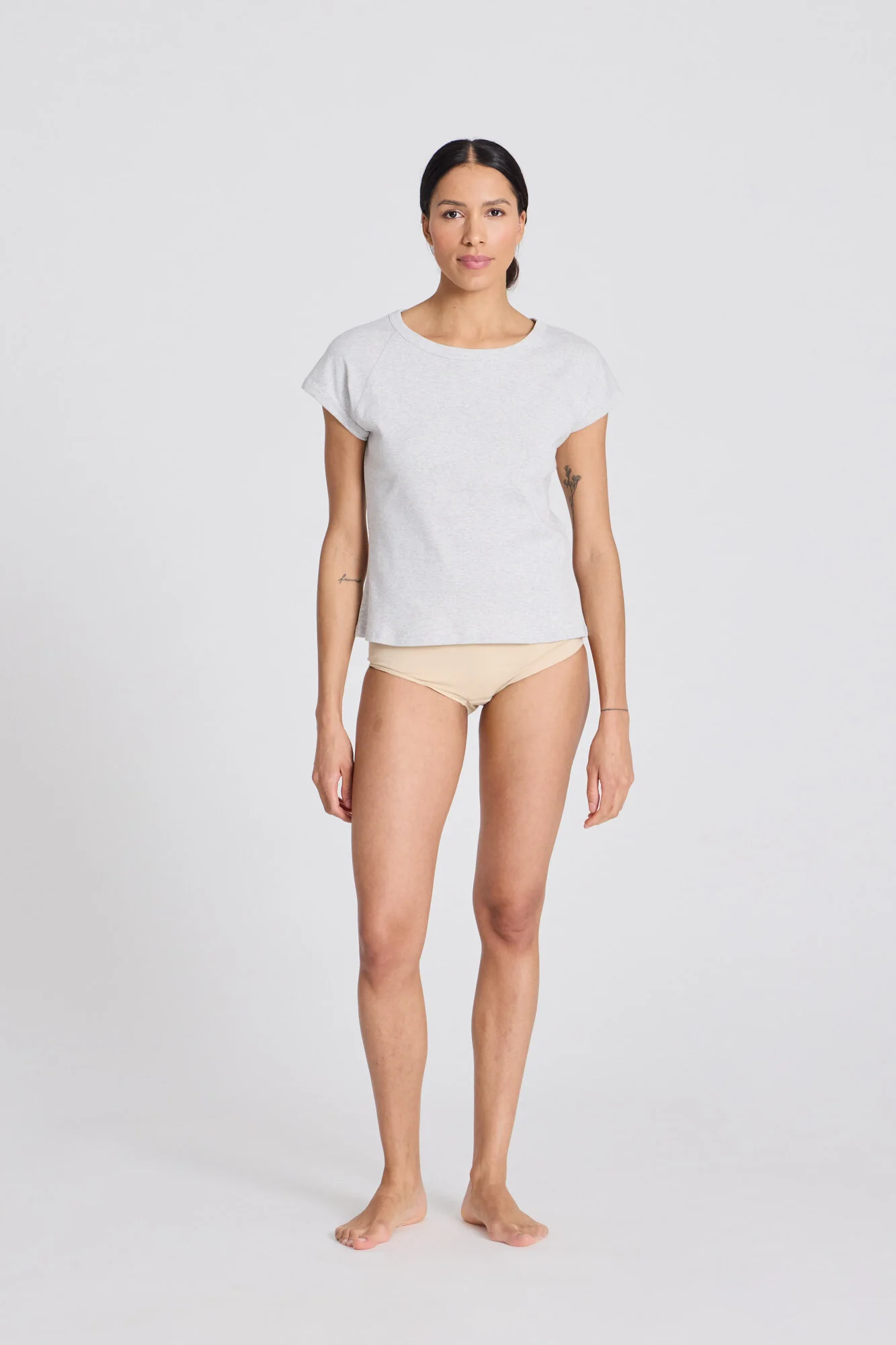Malou Cotton Rib t-shirt - Light Grey Melange - Image 5
