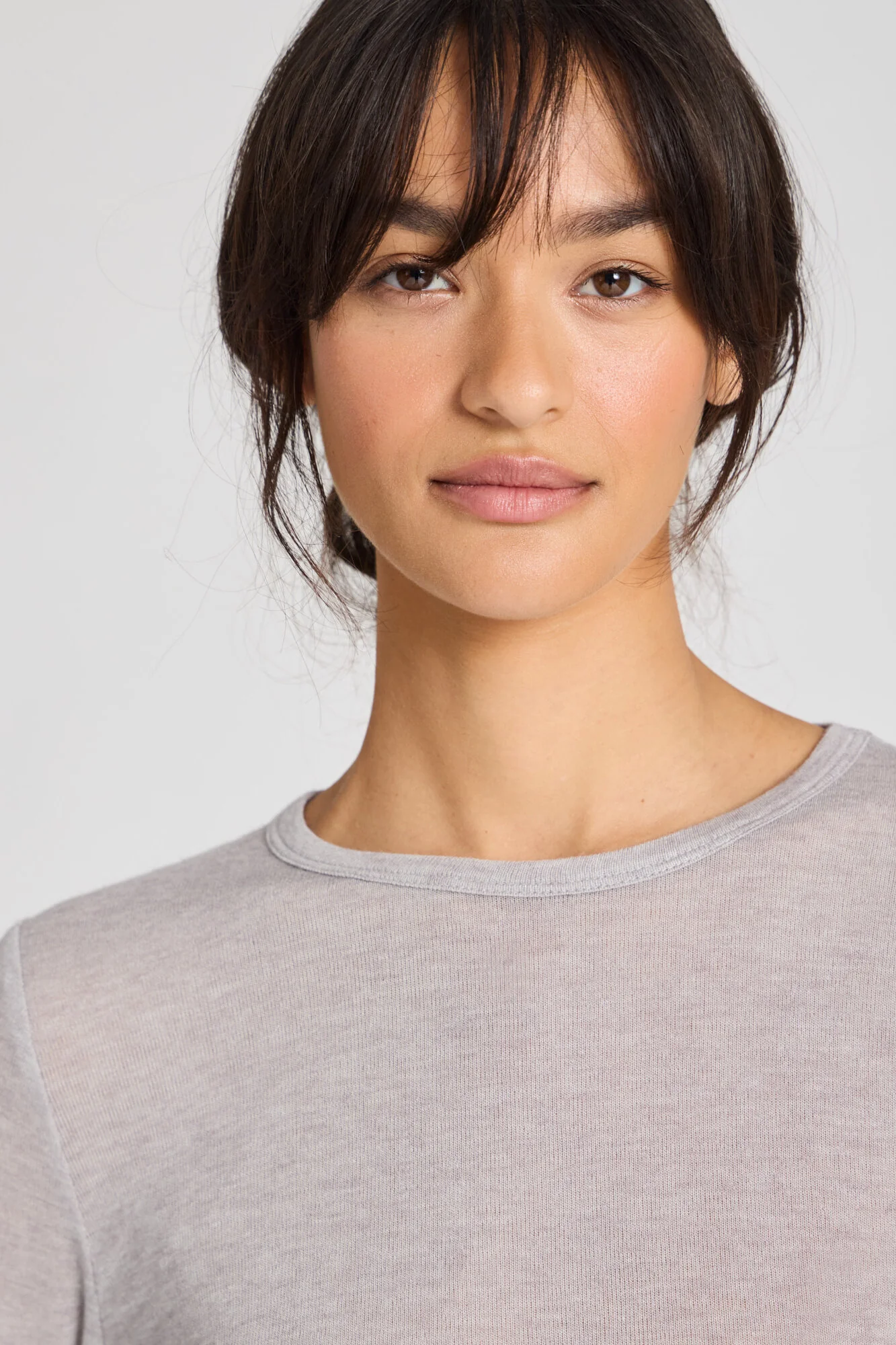 Thyra Wool langærmet t-shirt - Light Grey Melange - Image 3