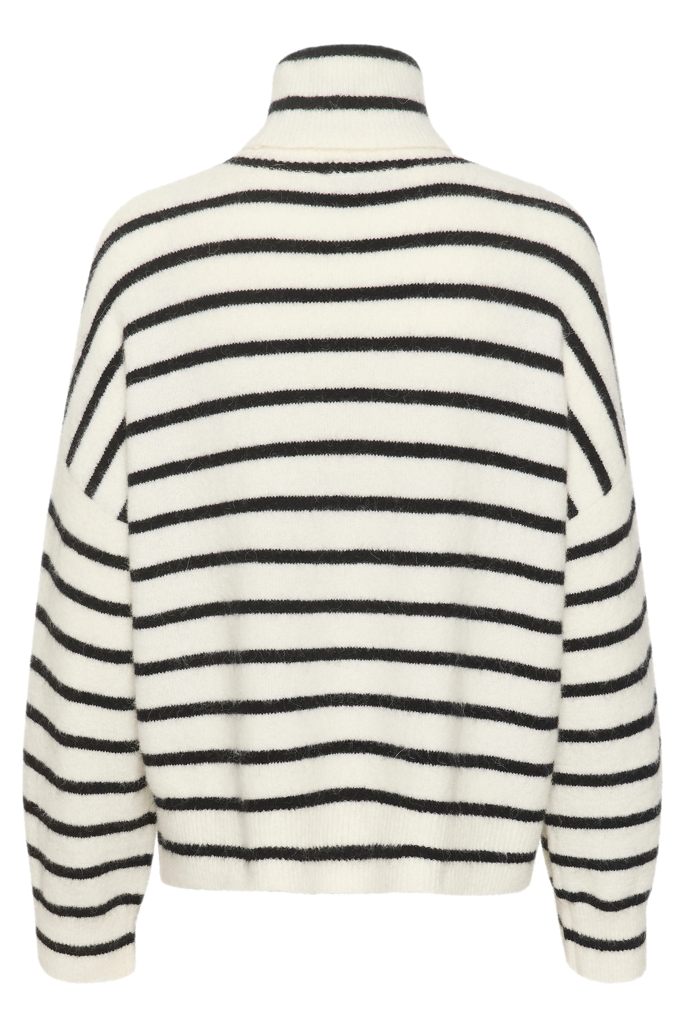 AlphaGZ striped rullekrave uldstriktrøje - Ivory Black Striped - Image 4