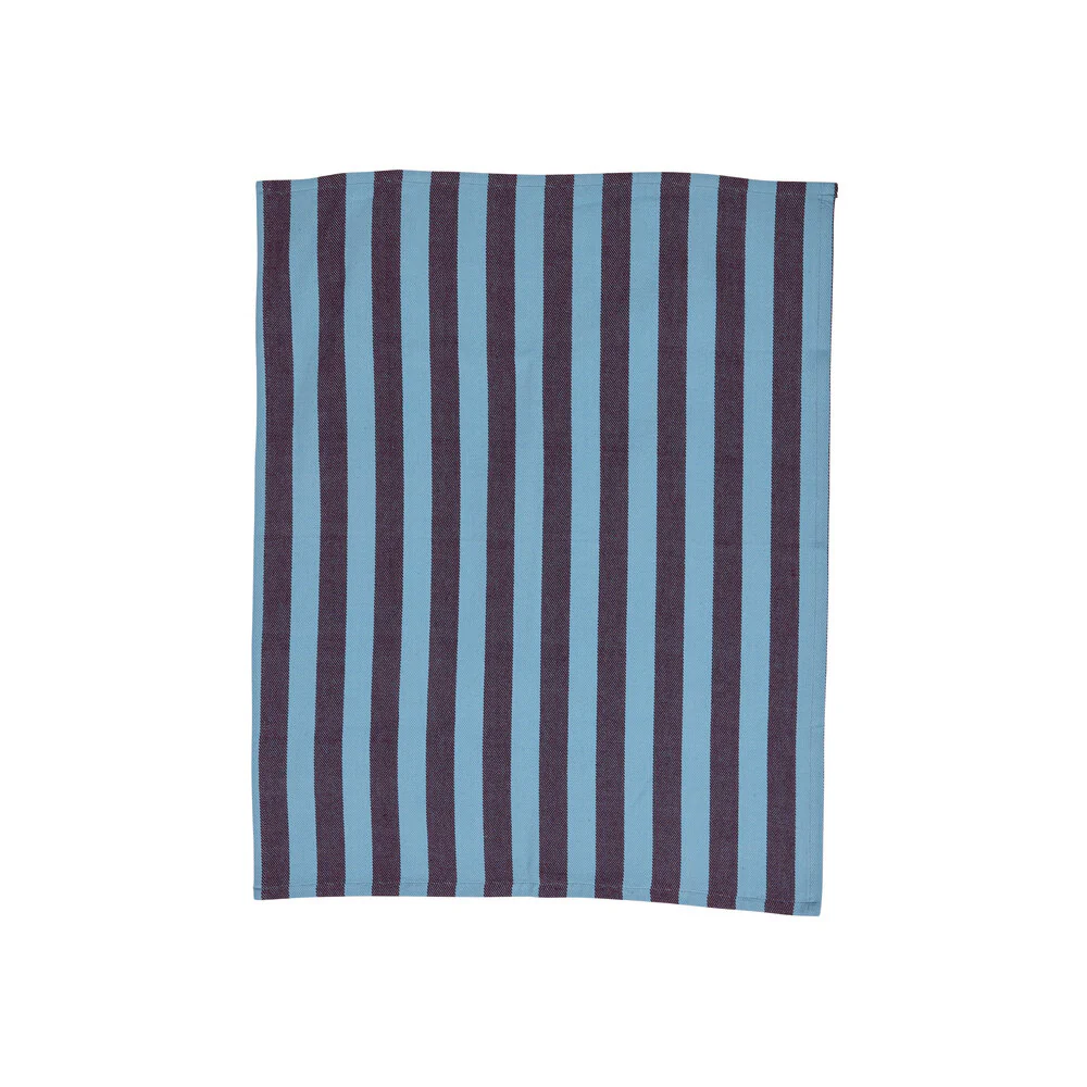 Stribet viskestykke, lysblå/bordeaux - 70x50 cm. - Image 3