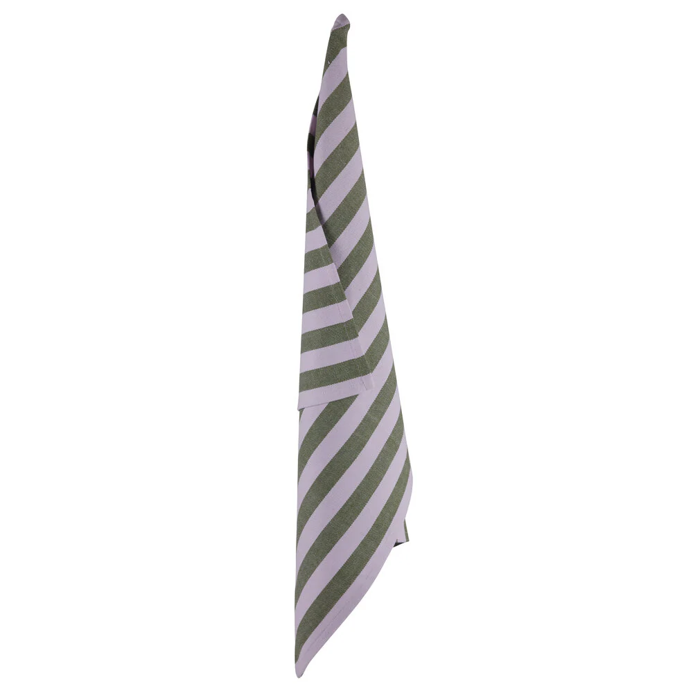 Stribet viskestykke, rosa/grøn - 70x50 cm.